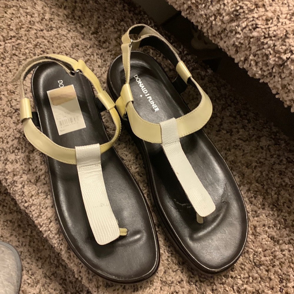 Donald J. Pliner thong yellow/cream sandals.  Size 11.